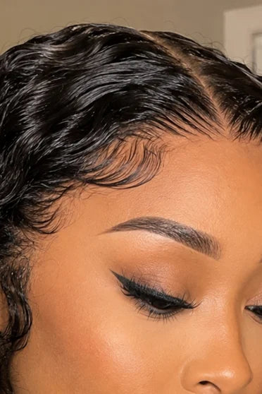Curly 13x6 HD Lace Frontal Wig – Crown Strand, HD lace hairline close-up