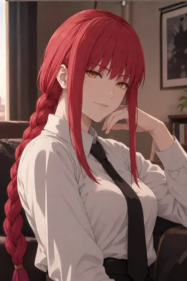 Chainsaw Man Makima Long Rose Red Braided Cosplay Wig