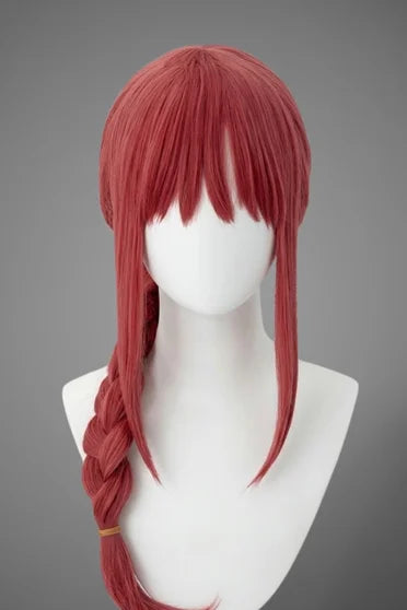 Chainsaw Man Makima Long Rose Red Braided Cosplay Wig
