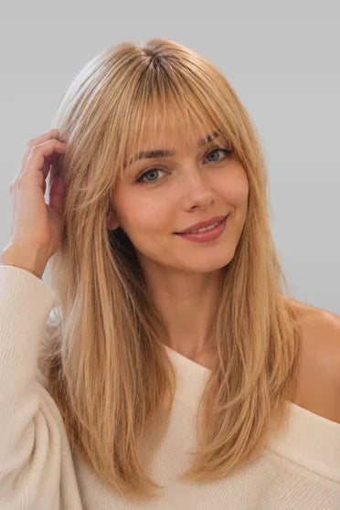 Blonde Straight Layered Synthetic Wig with Bangs