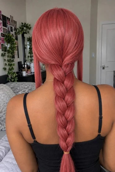 Chainsaw Man Makima Long Rose Red Braided Cosplay Wig