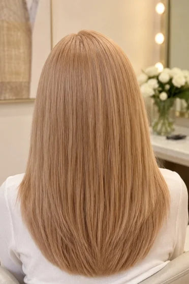 Blonde Straight Layered Synthetic Wig with Bangs