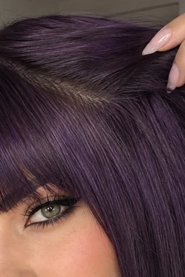 Generic Long Straight Purple-to-Black Ombre Synthetic Wig (With Bangs)