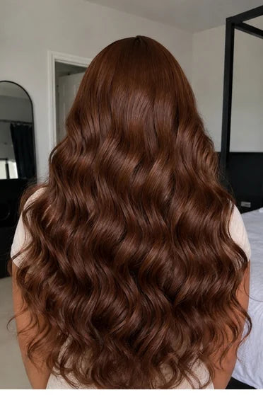 46" Body Wave 13x6 HD Lace Chocolate Brown 200% Density – Crown Strand, HD lace hairline close-up