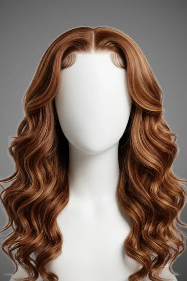 46" Body Wave 13x6 HD Lace Chocolate Brown 200% Density – Crown Strand, back view