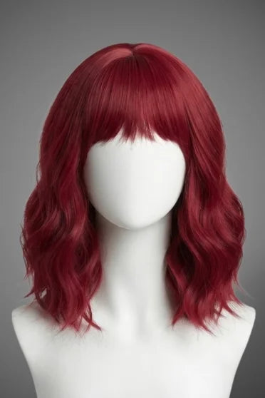 Generic Short Red Bob Synthetic Wig (With Bangs)