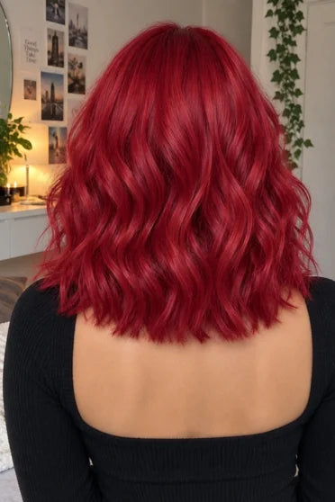 Generic Short Red Bob Synthetic Wig (With Bangs)