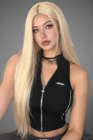 Ombre Blonde Straight Synthetic Wig – Middle Part, Cosplay Wig