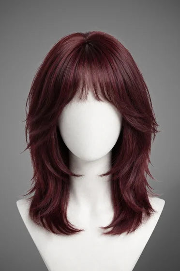 Generic Medium Straight Burgundy Red Synthetic Wig