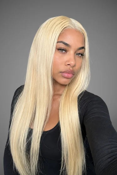 613 Blonde Straight 13x6 HD Lace Frontal Wig – Crown Strand, front view