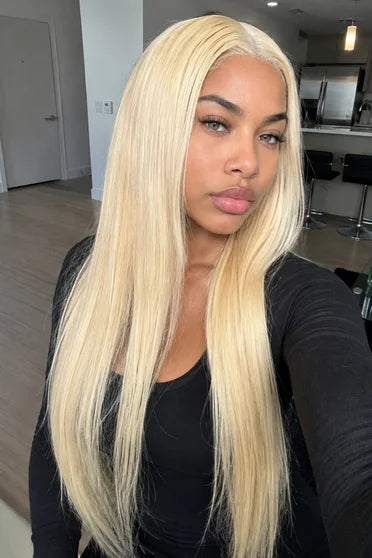 613 Blonde Straight 13x6 HD Lace Frontal Wig – Crown Strand, side profile