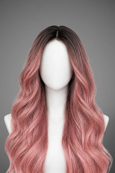 Generic Long Pink Wavy Synthetic Wig (Middle Part)