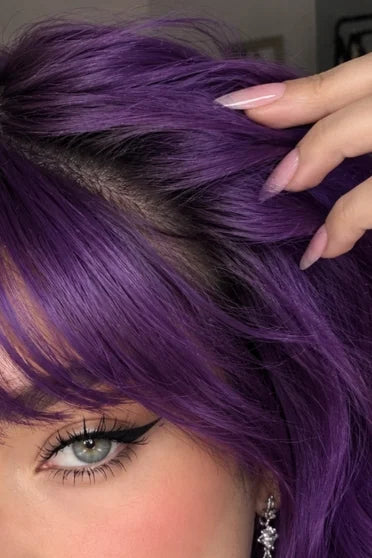 Generic Short Purple Wavy Bob Synthetic Wig (With Bangs)
