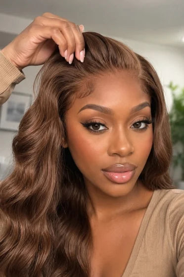 Chocolate Brown 13x6 Body Wave HD Lace Human Hair Wig 200% Density