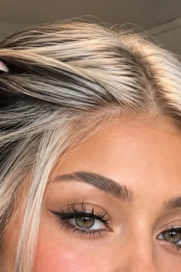 Generic Long Wavy Silver-Grey to Black Ombre Synthetic Wig (Middle Part with Curtain Bangs)