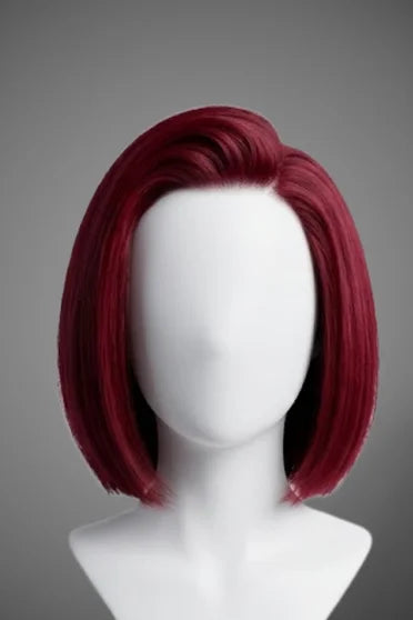 99J Burgundy Straight Short Bob 13x4 Lace Front Wig – Crown Strand, back view
