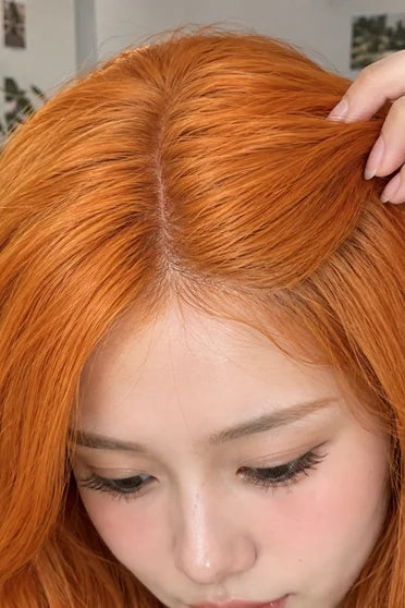 Generic Long Orange Water Wave Cosplay Wig (With Bangs)