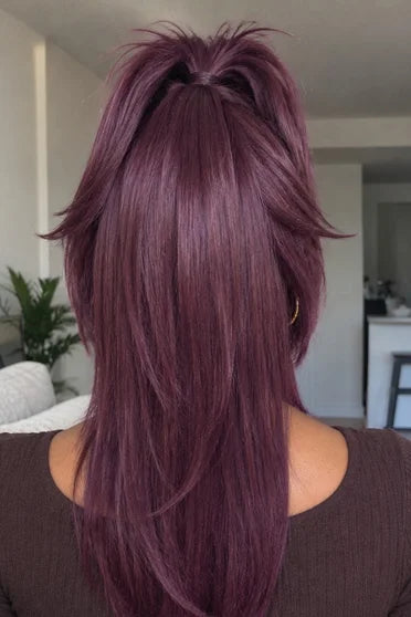 Bleach Yoruichi Shihouin Long Purple Ponytail Cosplay Wig