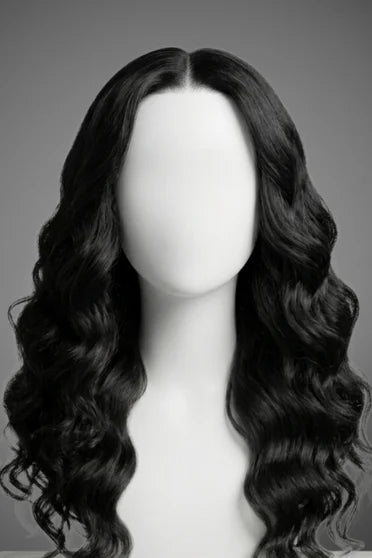 Body Wave Human Hair Blend Lace Front Wig - Glueless HD Lace, Pre-Plucked Baby Hair, 200% Density – Crown Strand, back view