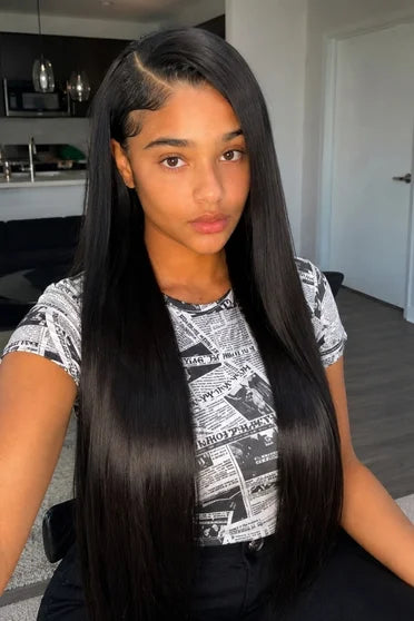 Bone Straight 13x6 / 360 HD Lace Wig (220% Density) – Crown Strand, side profile