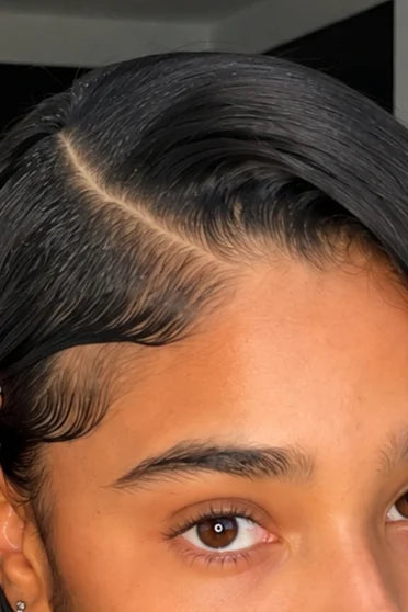 Bone Straight 13x6 / 360 HD Lace Wig (220% Density) – Crown Strand, HD lace hairline close-up