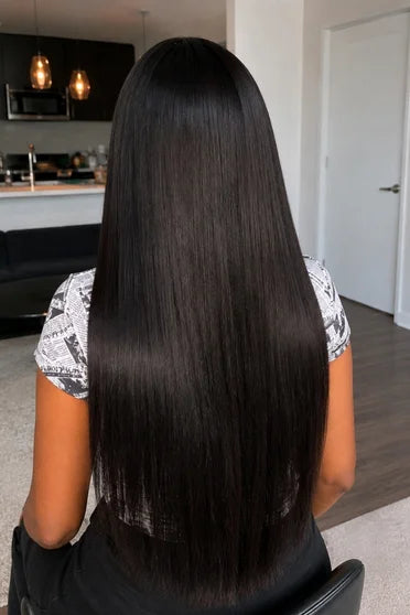 Bone Straight 13x6 / 360 HD Lace Wig (220% Density) – Crown Strand, styled on model