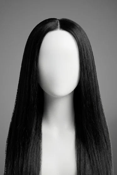 Straight Human Hair Blend Weave – Crown Strand, back view