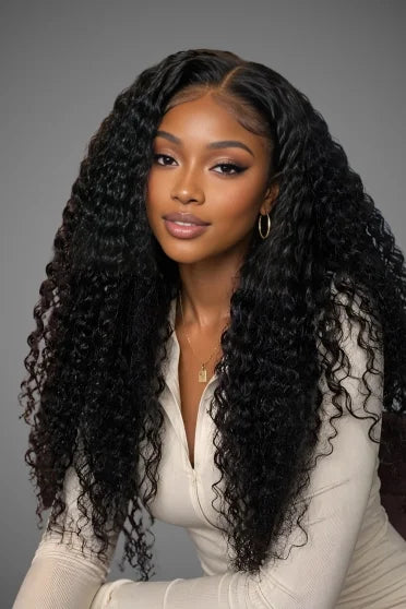 Deep Wave 13x6 HD Lace Front Wig 200% Density – Crown Strand, front view
