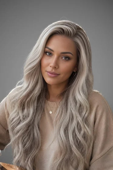 Brown Blonde Mixed V-Part High Lace Wig – Crown Strand, front view