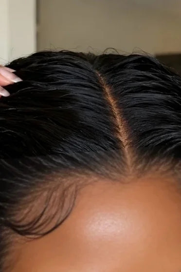 30"-40" Curly HD Lace Front Deep Wave Wig - close-up of undetectable HD lace front hairline and natural-looking part
