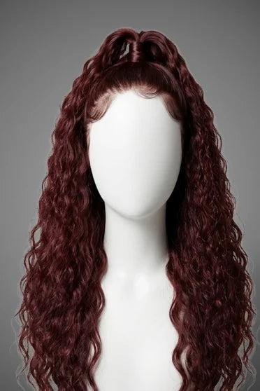 Deep Wave 99J Burgundy 13x6 HD Lace Wig – Crown Strand, back view