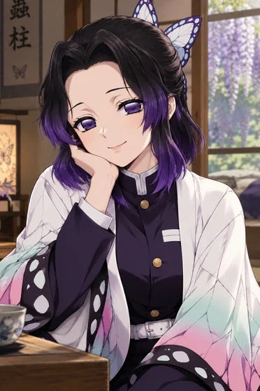 Demon Slayer Shinobu Kocho Black to Purple Gradient Ponytail Cosplay Wig
