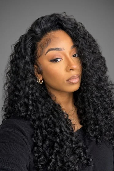 Kinky Curly 3-in-1 Half Human Hair Blend Ready to Wear Wig – Crown Strand, front view