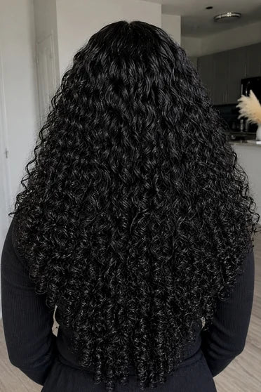 Kinky Curly 3-in-1 Half Human Hair Blend Ready to Wear Wig – Crown Strand, styled on model