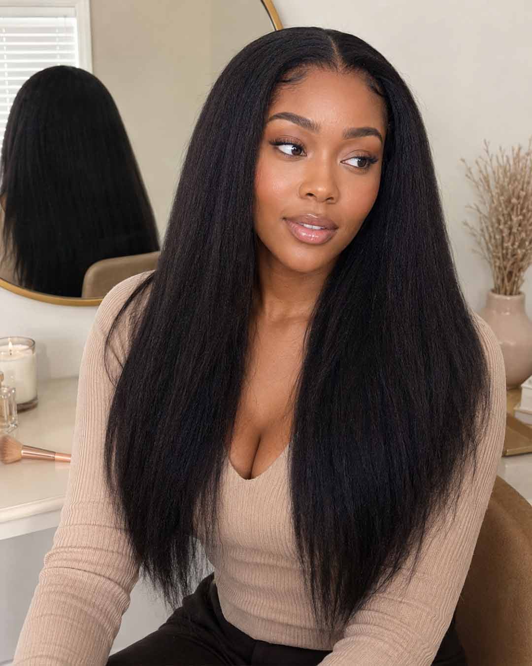 Kinky Straight 360 HD Lace Glueless Human Hair Wig