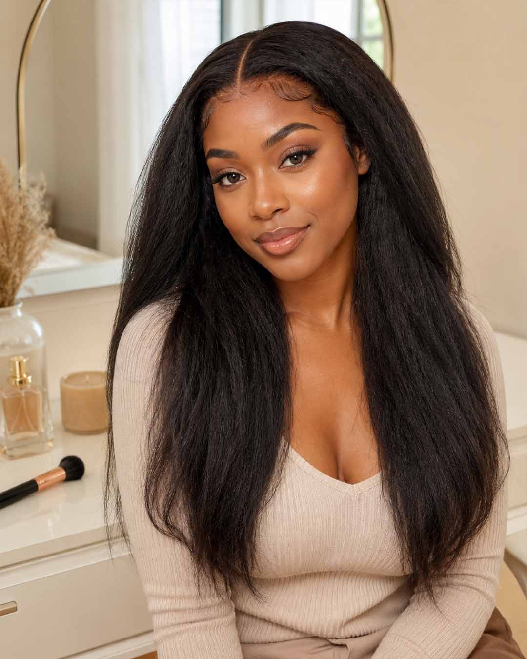 Kinky Straight 360 HD Lace Glueless Human Hair Wig