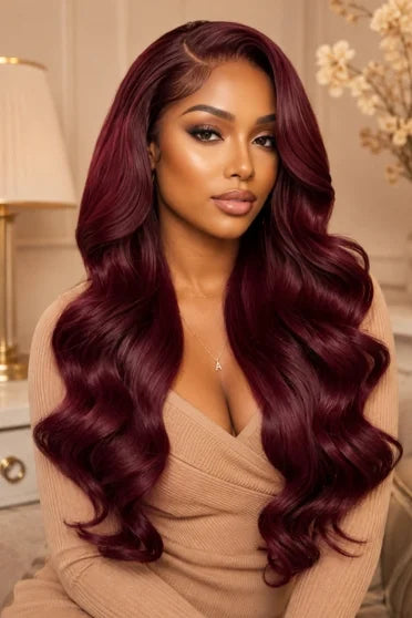 13x6 HD Lace Burgundy Human Hair Wig