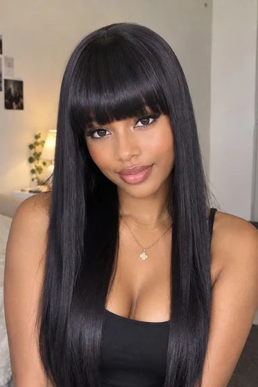 Naruto Hinata Hyuga Dark Blue Long Straight Cosplay Wig (Blunt Bangs)