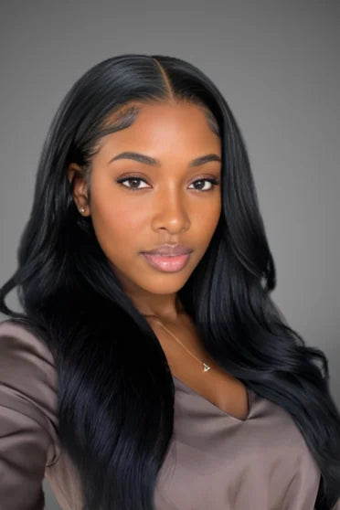 Natural Black 4x6 Body Wave Closure Wig – Crown Strand, front view