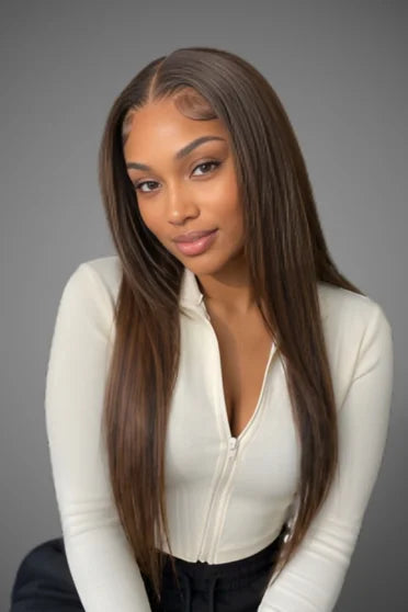 Natural Brown 13x4 HD Lace Wig – Crown Strand, front view