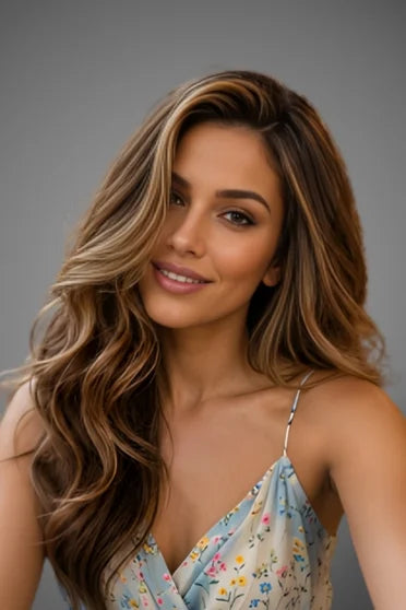 P4/27 Body Wave 13x4 Lace Front Wig – Crown Strand, front view