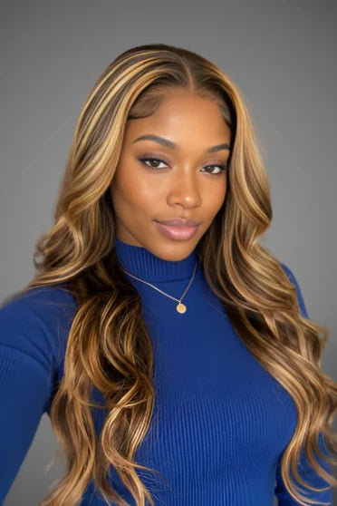 P4/27 Body Wave 4x4 Lace Closure Wig - Crown Strand front view portrait