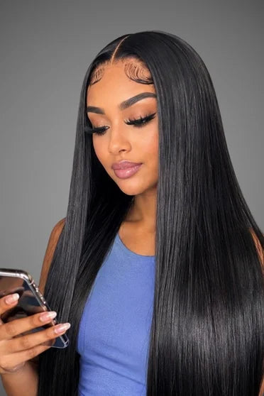 Straight 13x6 HD Lace Glueless Wig 220% Density – Crown Strand, front view