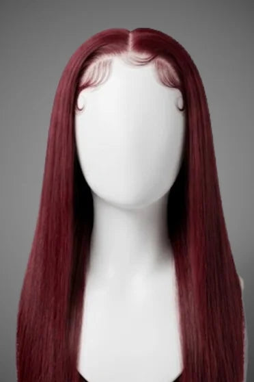 Straight 99J Burgundy 13x6 HD Lace Wig 200% Density – Crown Strand, back view