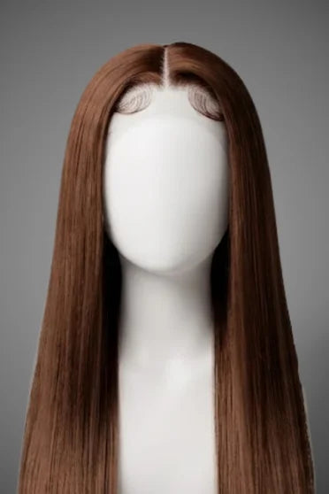 Straight Chocolate Brown 13x6 HD Lace Frontal Wig – Crown Strand, back view