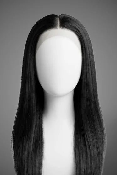 Straight HD Lace Human Hair Blend Wig 220% Density – Crown Strand, back view