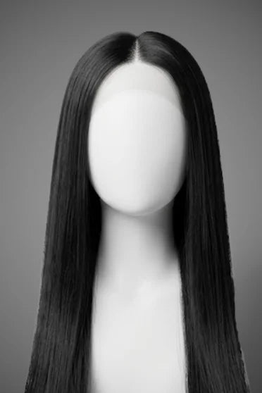 Straight Human Hair Blend V-Part / U-Part Glueless Wig – Crown Strand, back view