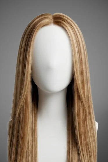 Straight P4/27 Highlight 13x6 HD Lace Wig 200% Density – Crown Strand, back view
