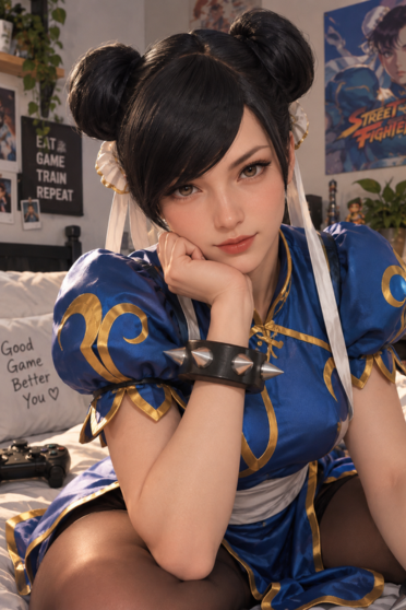 Street Fighter Chun-Li Black Cosplay Wig