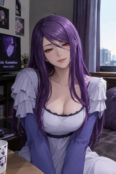 Tokyo Ghoul Rize Kamishiro Long Purple Curly Cosplay Wig